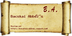 Bacskai Abbás névjegykártya